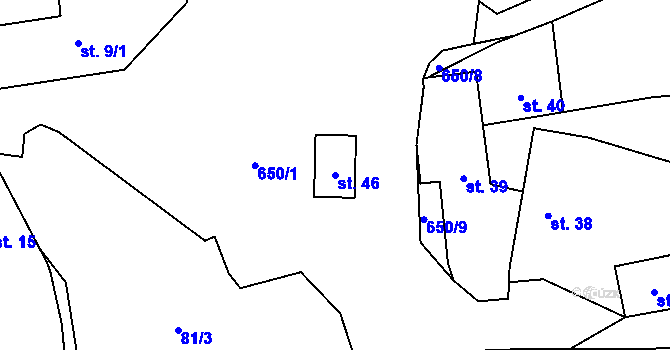 Parcela st. 46 v KÚ Bělokozly, Katastrální mapa