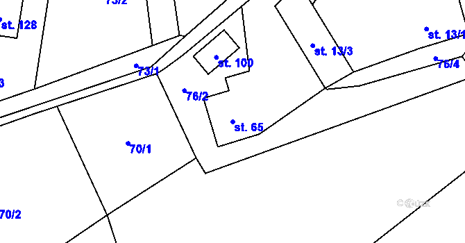 Parcela st. 65 v KÚ Bělokozly, Katastrální mapa