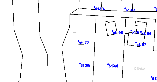 Parcela st. 77 v KÚ Bělokozly, Katastrální mapa