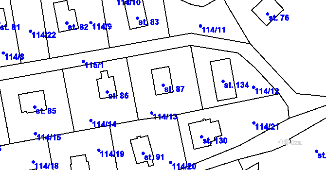 Parcela st. 87 v KÚ Bělokozly, Katastrální mapa