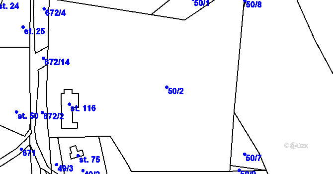 Parcela st. 50/2 v KÚ Bělokozly, Katastrální mapa