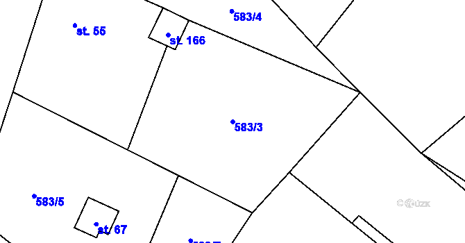 Parcela st. 583/3 v KÚ Bělokozly, Katastrální mapa