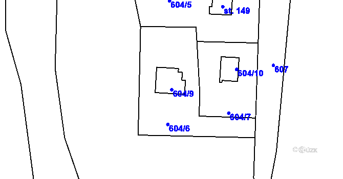 Parcela st. 604/9 v KÚ Bělokozly, Katastrální mapa