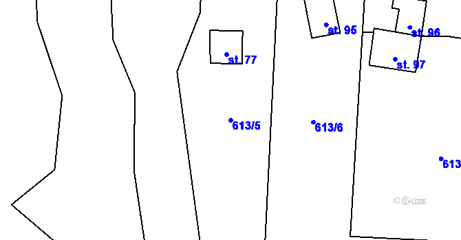 Parcela st. 613/5 v KÚ Bělokozly, Katastrální mapa