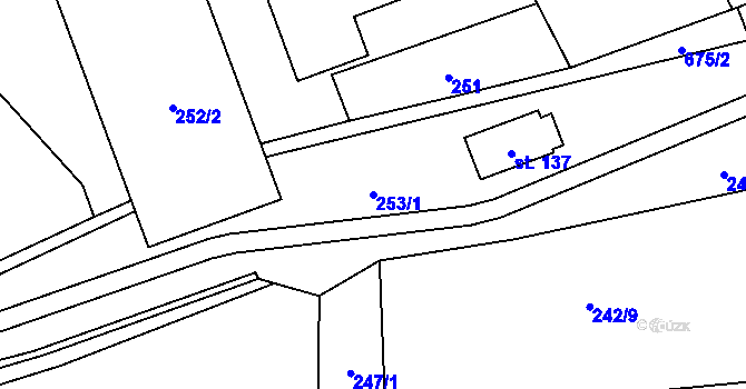Parcela st. 253/1 v KÚ Bělokozly, Katastrální mapa