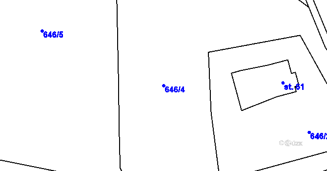 Parcela st. 646/4 v KÚ Bělokozly, Katastrální mapa