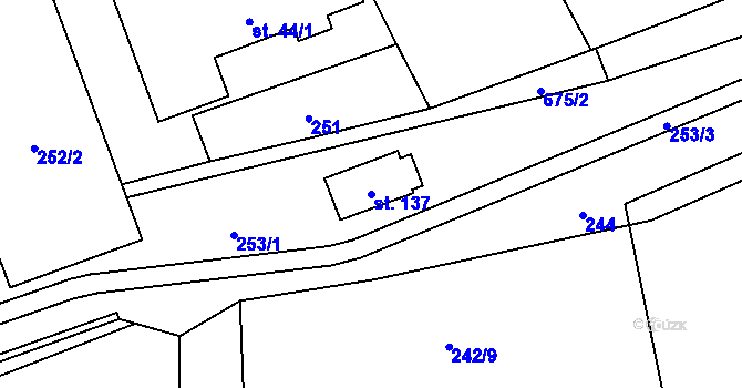 Parcela st. 137 v KÚ Bělokozly, Katastrální mapa