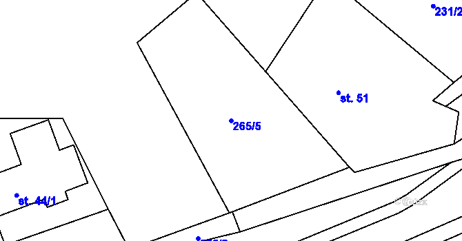 Parcela st. 265/5 v KÚ Bělokozly, Katastrální mapa