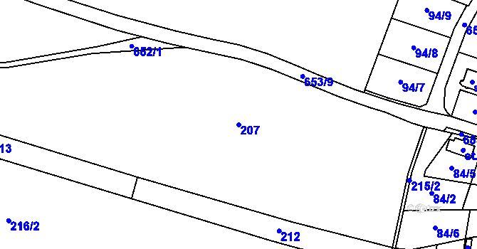 Parcela st. 207 v KÚ Bělokozly, Katastrální mapa