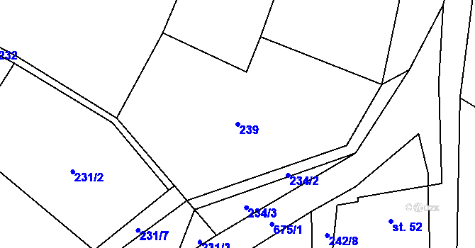 Parcela st. 239 v KÚ Bělokozly, Katastrální mapa