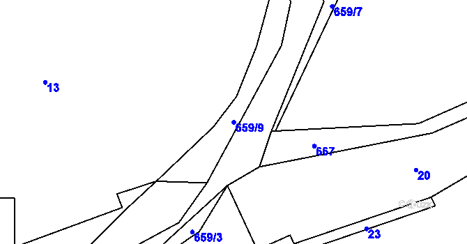 Parcela st. 659/9 v KÚ Bělokozly, Katastrální mapa