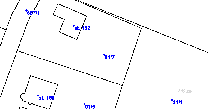 Parcela st. 91/7 v KÚ Bělokozly, Katastrální mapa