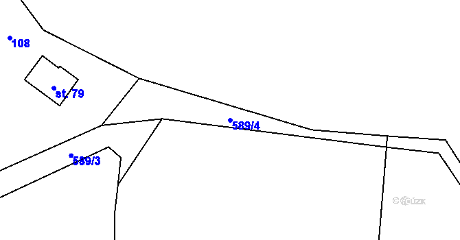 Parcela st. 589/4 v KÚ Bělokozly, Katastrální mapa