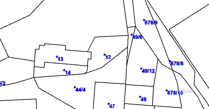 Parcela st. 12 v KÚ Černé Budy, Katastrální mapa