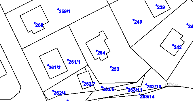 Parcela st. 254 v KÚ Černé Budy, Katastrální mapa