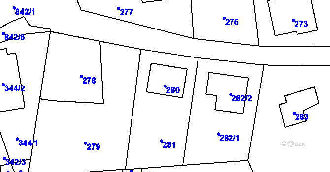 Parcela st. 280 v KÚ Černé Budy, Katastrální mapa