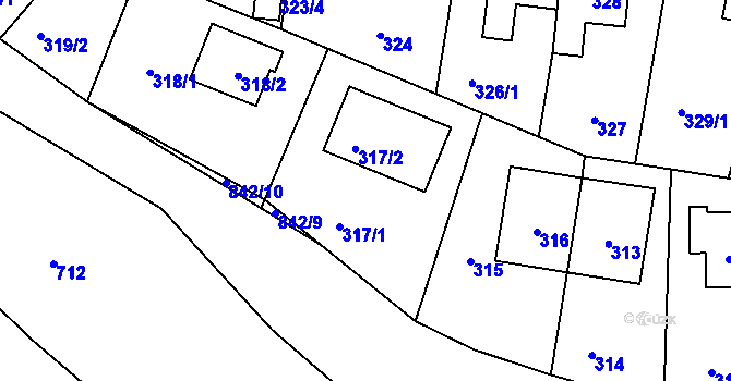 Parcela st. 317 v KÚ Černé Budy, Katastrální mapa