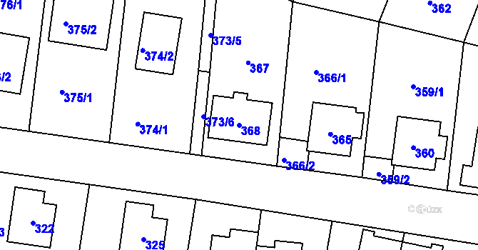 Parcela st. 368 v KÚ Černé Budy, Katastrální mapa