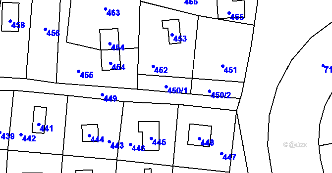 Parcela st. 450/1 v KÚ Černé Budy, Katastrální mapa