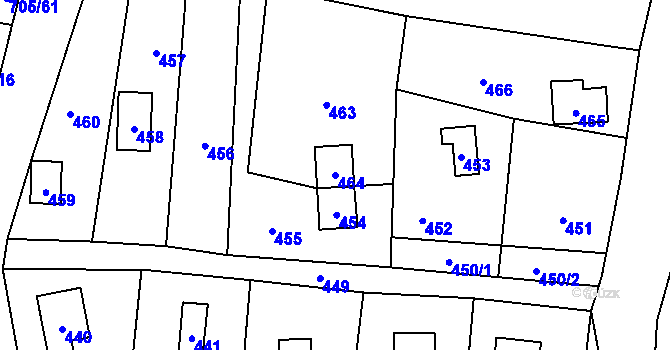Parcela st. 464 v KÚ Černé Budy, Katastrální mapa