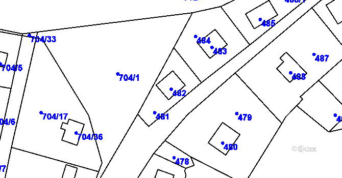 Parcela st. 482 v KÚ Černé Budy, Katastrální mapa