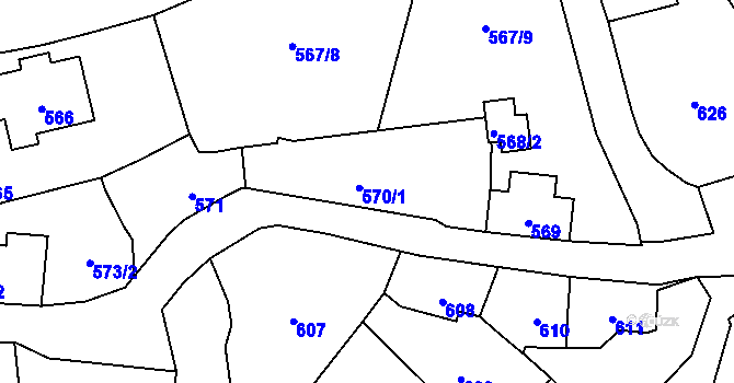 Parcela st. 570 v KÚ Černé Budy, Katastrální mapa