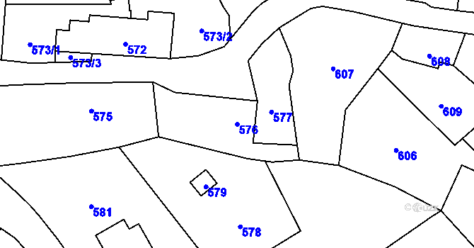 Parcela st. 576 v KÚ Černé Budy, Katastrální mapa