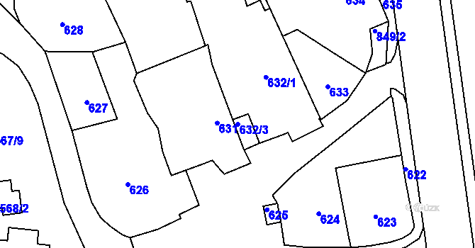 Parcela st. 632/3 v KÚ Černé Budy, Katastrální mapa