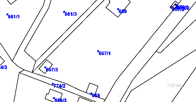 Parcela st. 657/1 v KÚ Černé Budy, Katastrální mapa