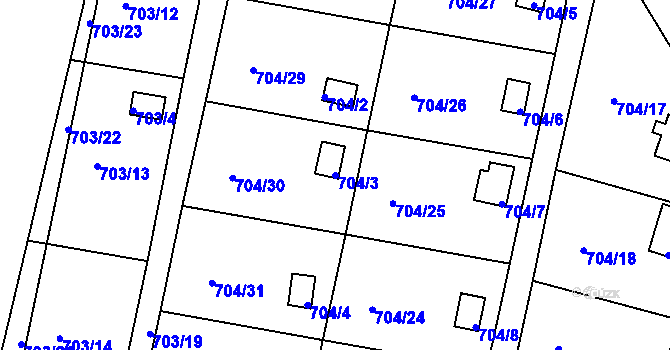 Parcela st. 704/3 v KÚ Černé Budy, Katastrální mapa