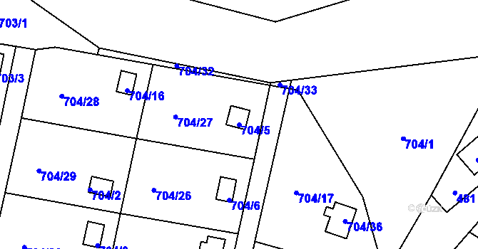 Parcela st. 704/5 v KÚ Černé Budy, Katastrální mapa