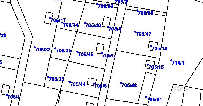 Parcela st. 705/5 v KÚ Černé Budy, Katastrální mapa