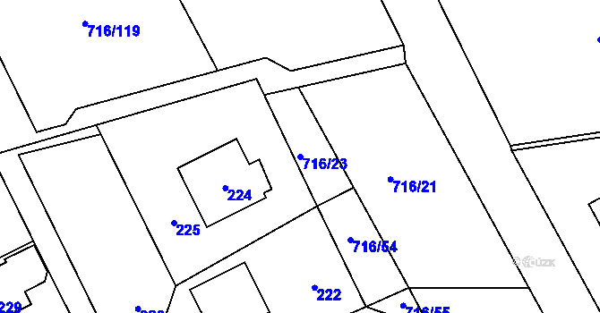 Parcela st. 716/23 v KÚ Černé Budy, Katastrální mapa