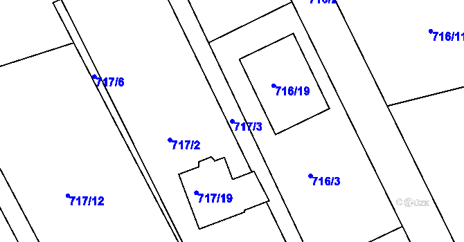 Parcela st. 717/3 v KÚ Černé Budy, Katastrální mapa