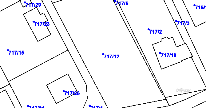 Parcela st. 717/12 v KÚ Černé Budy, Katastrální mapa