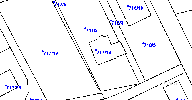 Parcela st. 717/19 v KÚ Černé Budy, Katastrální mapa