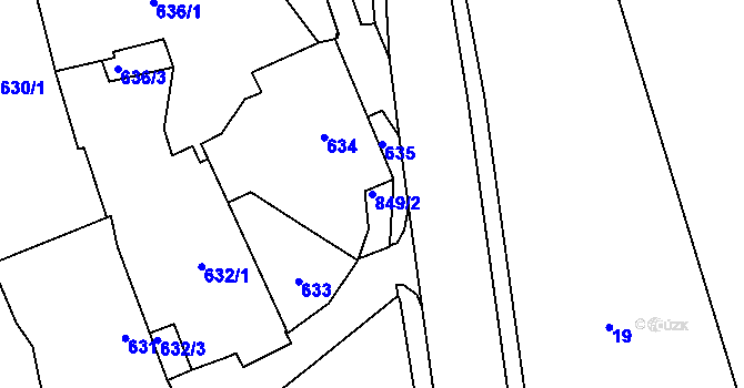 Parcela st. 849/2 v KÚ Černé Budy, Katastrální mapa