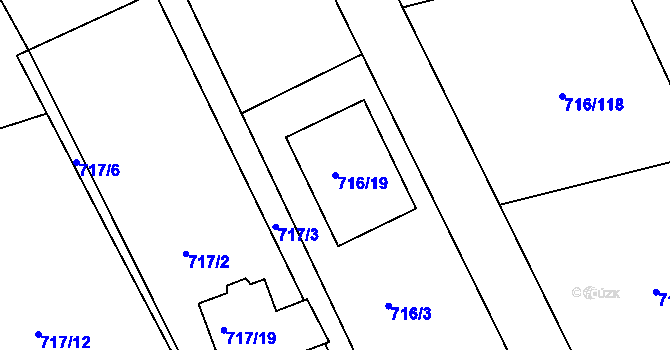 Parcela st. 716/19 v KÚ Černé Budy, Katastrální mapa