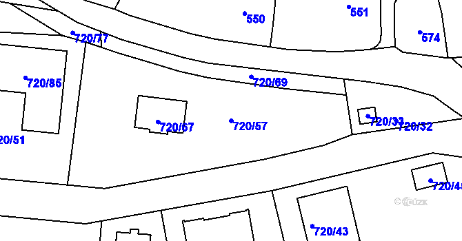 Parcela st. 720/57 v KÚ Černé Budy, Katastrální mapa