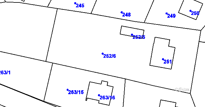 Parcela st. 252/6 v KÚ Černé Budy, Katastrální mapa