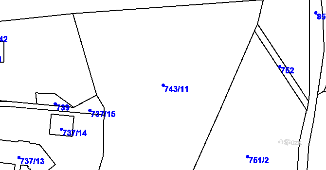 Parcela st. 743/11 v KÚ Černé Budy, Katastrální mapa