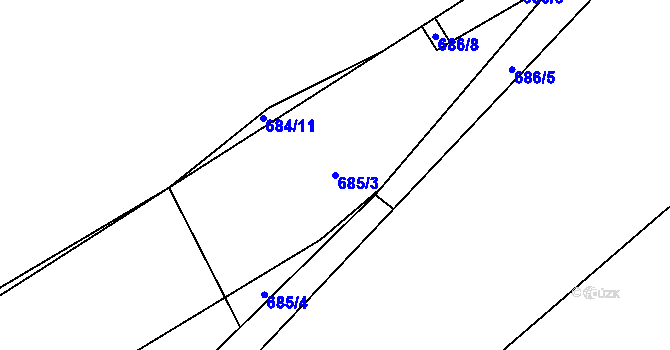 Parcela st. 685/3 v KÚ Černé Budy, Katastrální mapa