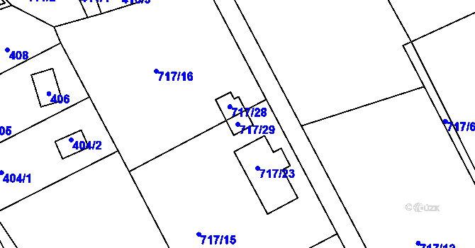 Parcela st. 717/29 v KÚ Černé Budy, Katastrální mapa