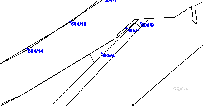 Parcela st. 685/4 v KÚ Černé Budy, Katastrální mapa