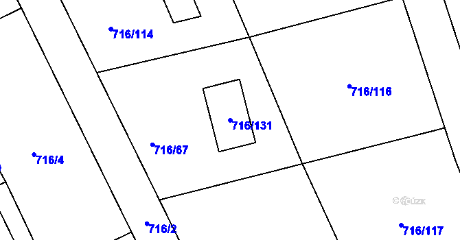 Parcela st. 716/131 v KÚ Černé Budy, Katastrální mapa