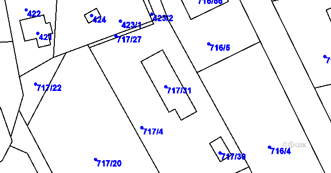 Parcela st. 717/31 v KÚ Černé Budy, Katastrální mapa