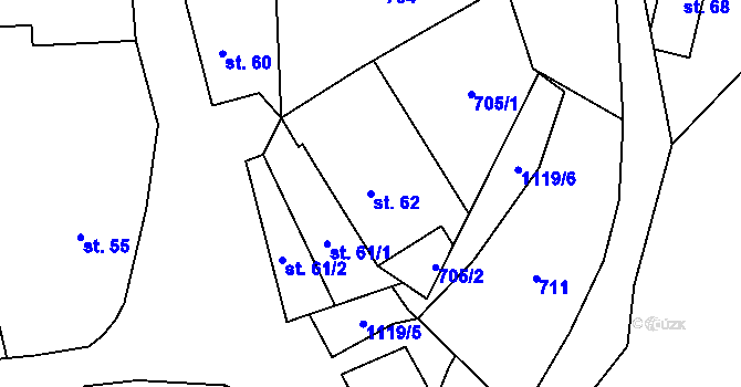 Parcela st. 62 v KÚ Čeřenice, Katastrální mapa