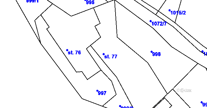 Parcela st. 77 v KÚ Čeřenice, Katastrální mapa