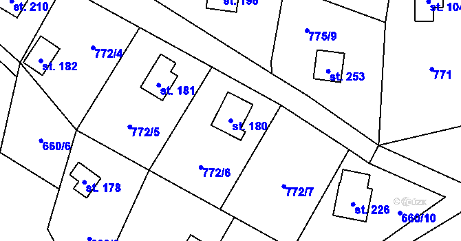 Parcela st. 180 v KÚ Čeřenice, Katastrální mapa