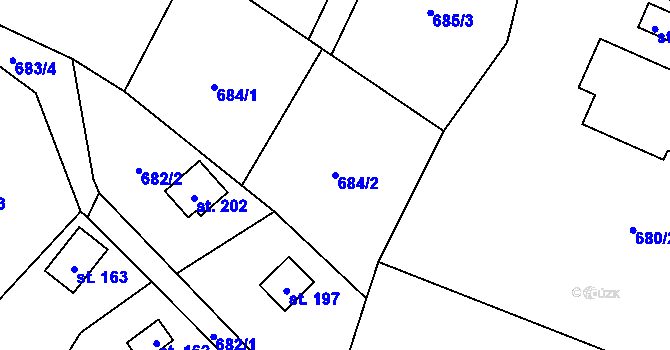 Parcela st. 684/2 v KÚ Čeřenice, Katastrální mapa
